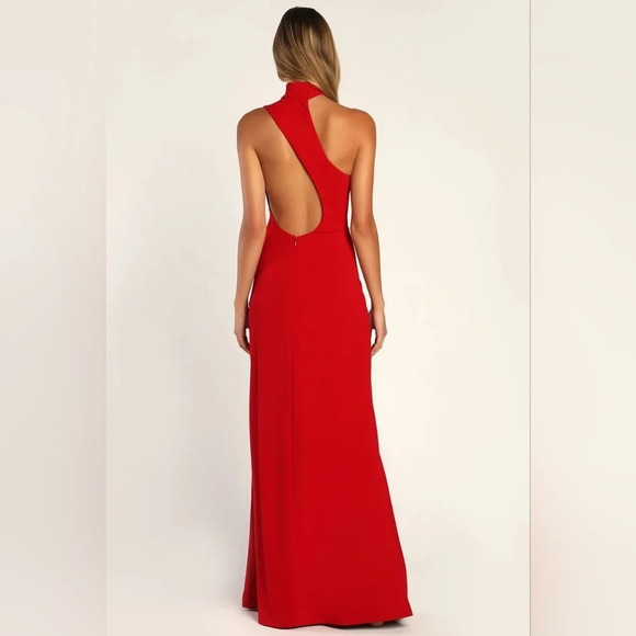 keep it interesting red asymmetrical cutout halter maxi dress Shona Joy - La Lune Ruched Halter Maxi Dress - Cream main image 0